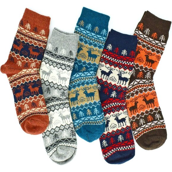 YZKKE 5Pack Womens Q-16 Vintage Winter Soft Warm Thick Cold Knit Wool Crew Soize - Picture 6 of 6